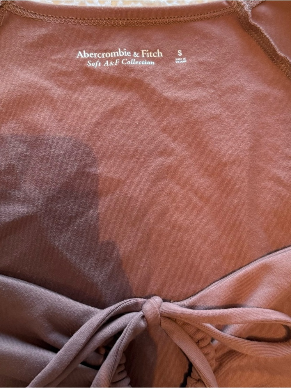 Abercrombie & Fitch | Bodysuit | Brown Long-Sleeve Tie-Front | Size Small - Picture 3 of 7